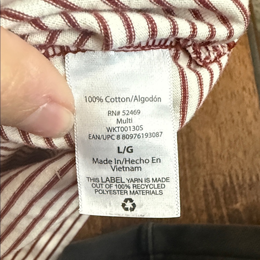 Casual Striped Women's Blouse - Red and White - Picture 3 of 3